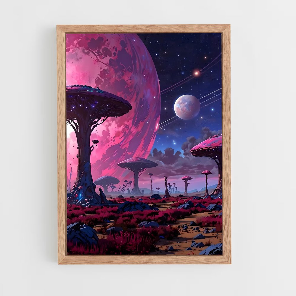 Poster Lune Rose – affiche Art spatial (vue 4)